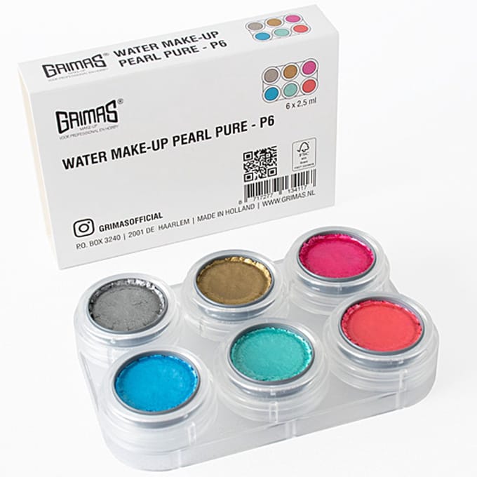 Grimas Schmink Palette Water Make-up - 6 kleuren - Parel