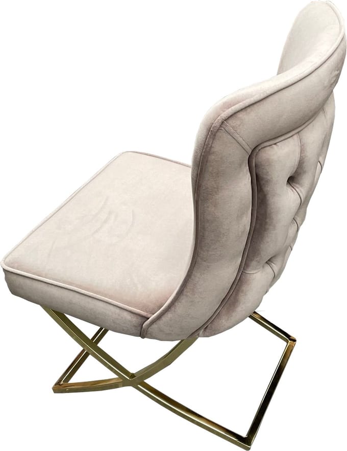Eetkamerstoel - Rixos - Scarlet - Taupe met gouden onderstel