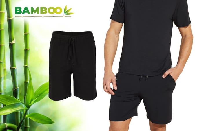 Bamboe Pyjama Short Heren - Zwart - Maat M - Korte Pyamabroek Heren - Pyama Heren Volwassenen