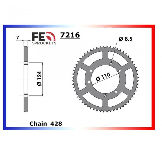 Couronne transmission FE pour moto Sherco 50 SM R 2014 à 2017 52 dts P 428 Neuf