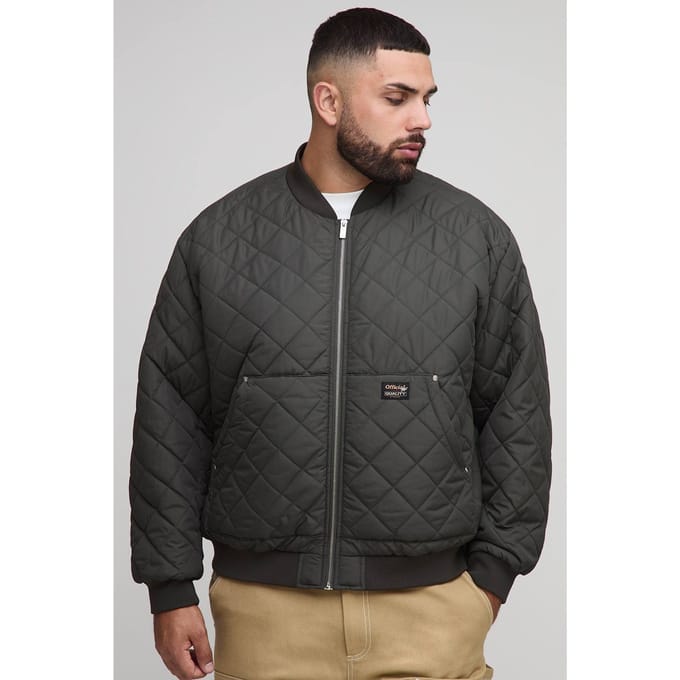 Plus Gewatteerde Carpenter Pocket Regular Fit Bomberjas | Khaki | Size 2XL