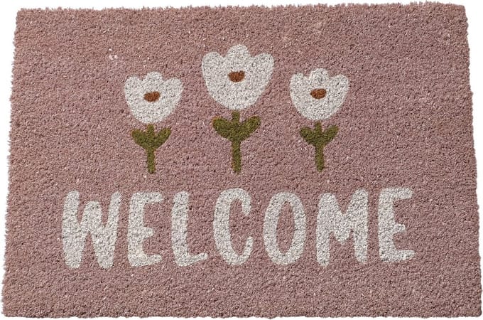 Boltze deurmat Gardenlove Welcome roze en wit 60 x 40 cm