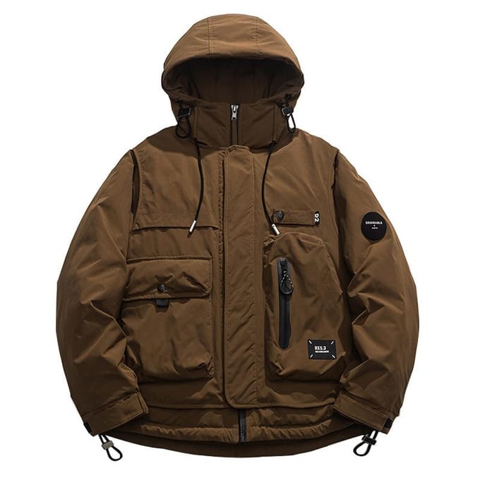 Winter Werkkleding Capuchon Donsjack, Losse Outdoor Multi-pocket Functioneel 90 Wit Eendendons Warm Jack 4XL black