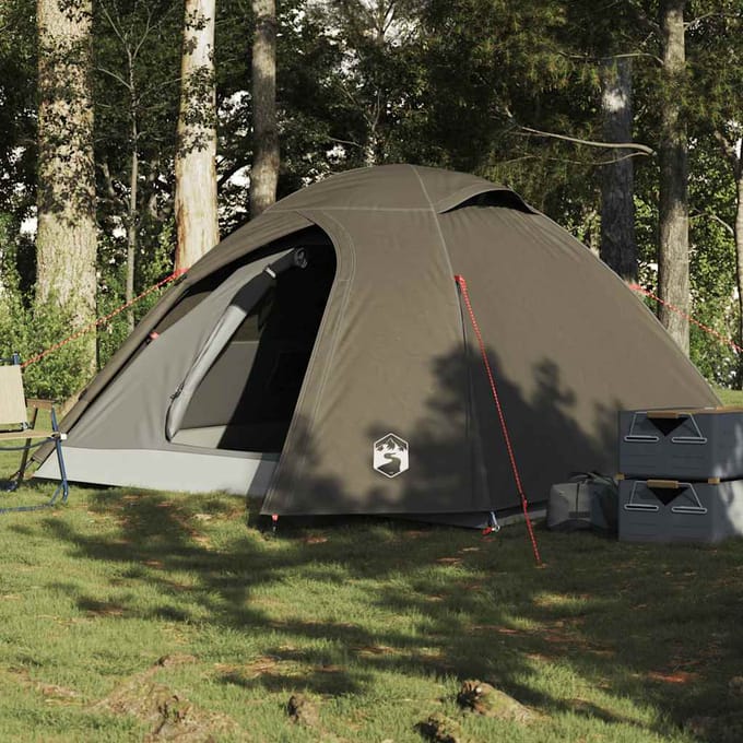 Vidaxl Tente de Camping, 3 Personnes, Dôme, Marron, Imperméable