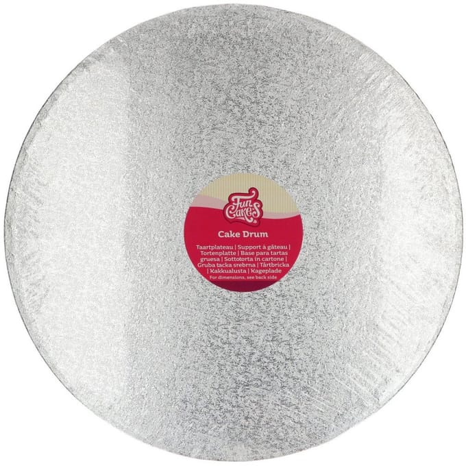 FunCakes Cake Drum Rond - Zilver - Ø38 cm / 12 mm - Taartonderlegger - Taartkarton