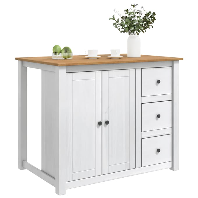 vidaXL Keuken Eiland Set PANAMA Wit en Honing Was 112 x 77 x 90 cm