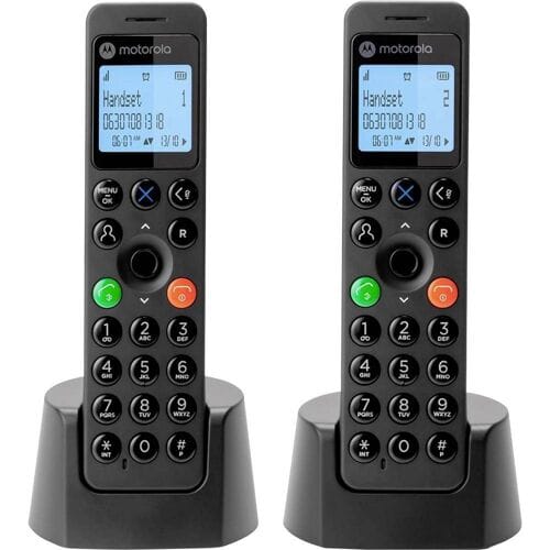 Motorola DOT202 Twin, DECT-telefoon, Draadloze handset, Luidspreker, 100 entries, Nummerherkenning, Zwart