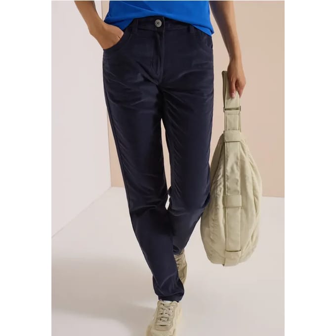 Mid Waist Broek met middelhoge taille en smalle pijpen in Slim Fit