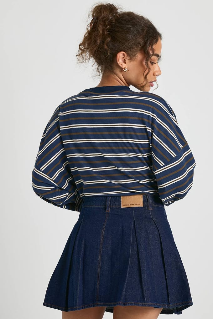 boohoo Dames Geplooide denimrok | Indigo | Maat: 16