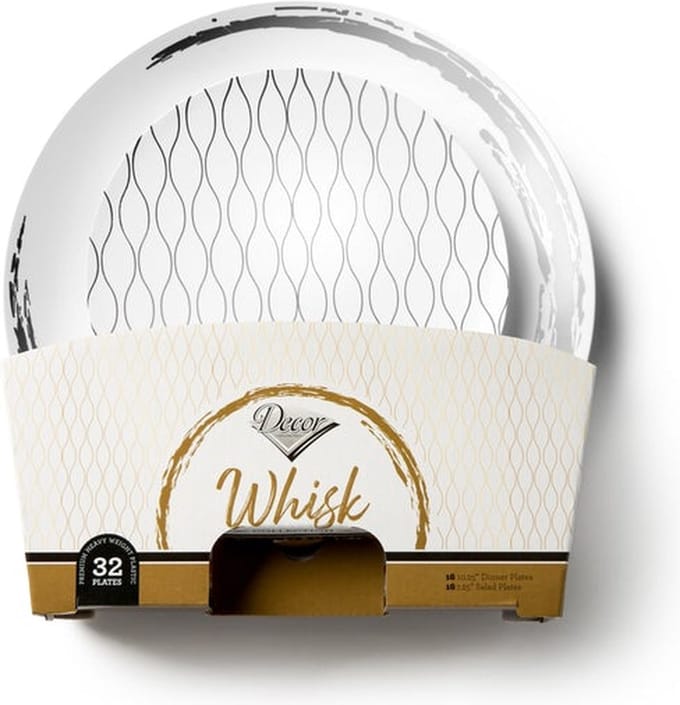 Decorline - Whisk -Luxe Wit/Zilver Serviesset 32st-Kunstof