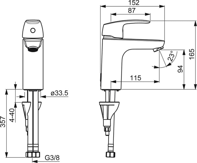 Hansa Hansapinto wastafelkraan XL m. vaste uitloop 11.5cm chroom