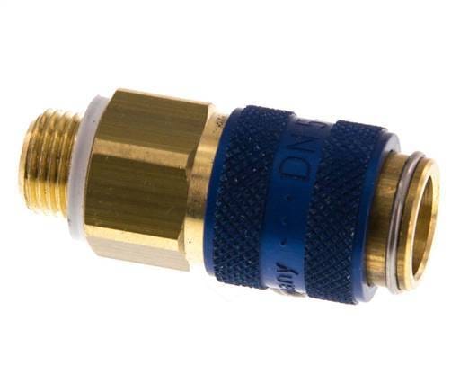 Messing DN 5 Blauw Luchtkoppeling Snelkoppeling G 1/8 inch Buitendraad Double Shut-Off - CLS5-M-B-BLU-SV-018