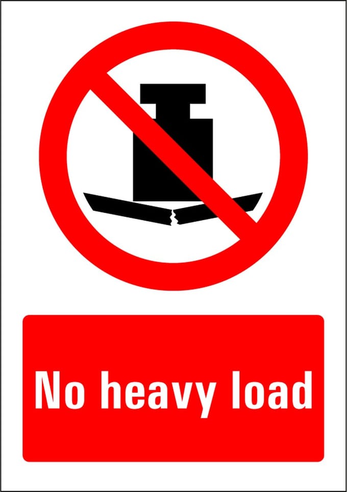 No heavy load sticker 148 x 210 mm