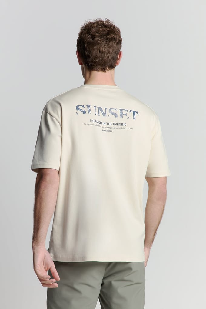 No Excess T-shirt Crewneck Heavy Solid Back Print Offwhite Größe: XL | Basic T-Shirts Outlet | Herren | Weiß