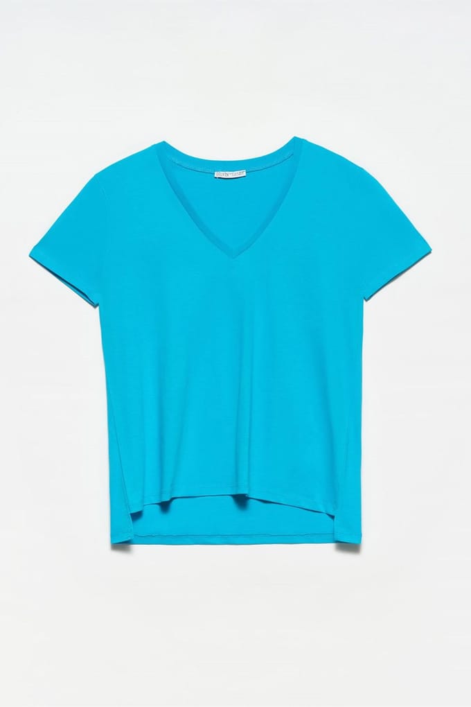 Dames Katoenen V-Hals T-shirt