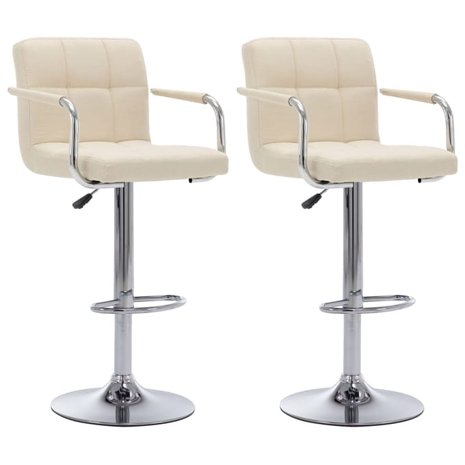 vidaXL - Barstoelen - 2 - st - stof - crème