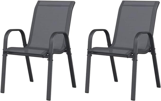 Tuinstoelen Set - Balkonstoelen Buiten - Ontspannen Buiten - Stapelbaar Ontwerp - Set van 2 - Grijs