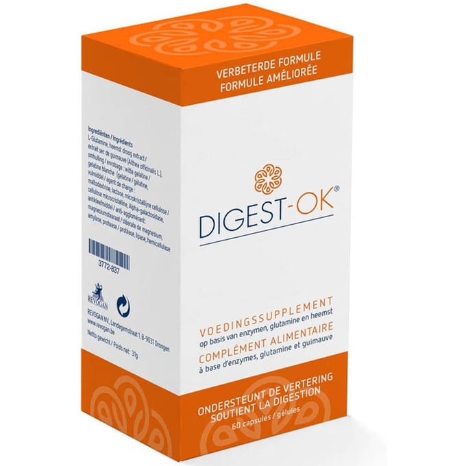 Digest-OK | Enzymen, lactase & glutamine Spijsvertering lactose-intolerantie 60 Capsules
