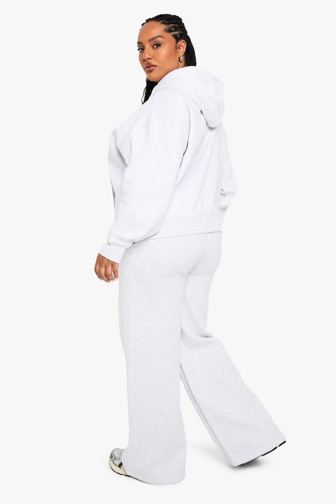 boohoo Dames PLUS DETROIT BREDE BEEN JOGGERS | Ash Grey | Maat: 26
