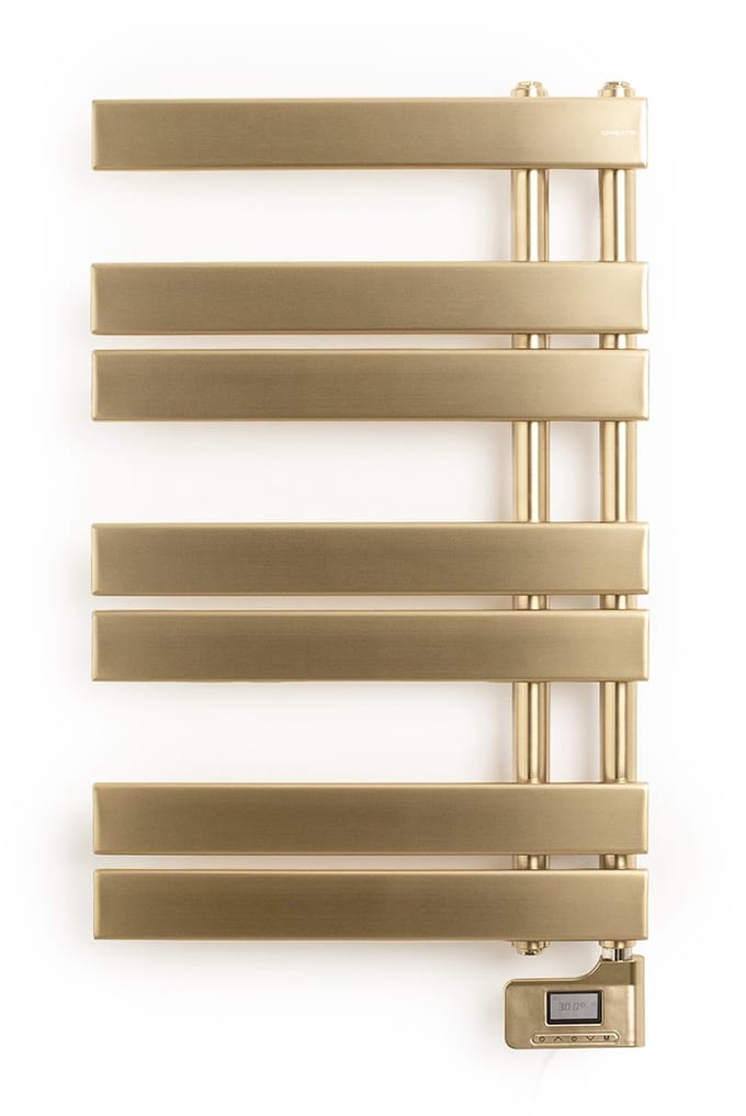 CREATE - 400W elektrisch olie handdoekenrek - Geborsteld goud - WARM TOWEL MODERN