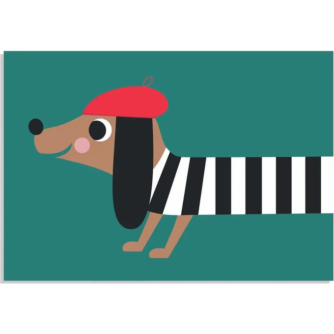 Verjaardagskaart hond met baret Rex London