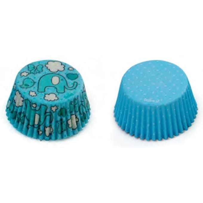 Decora Muffin Papirotjes Olifantjes & Stippen Blauw 36 Stuks