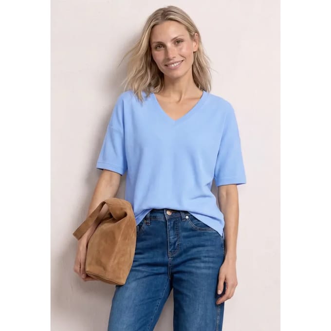Shirt in gebreide look met V-hals