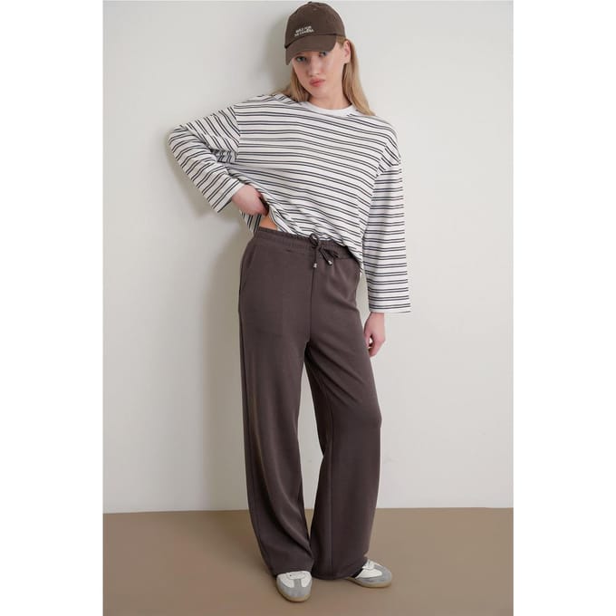 Hoge taille instap rechte broek met zakken