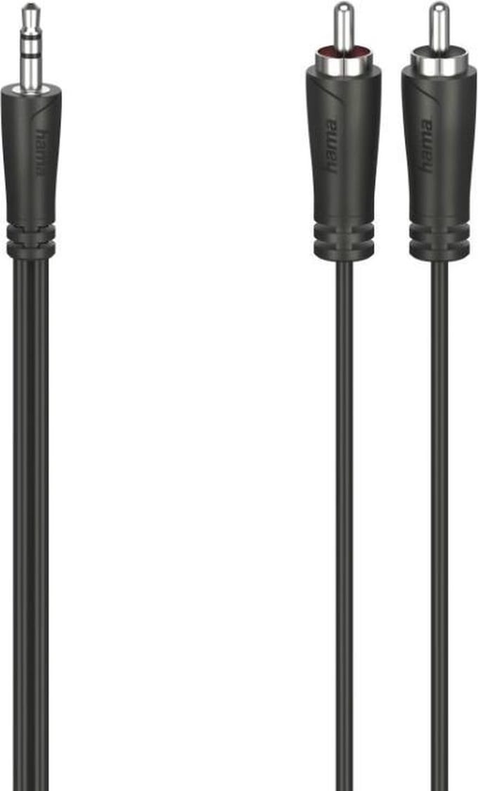 Hama 00205110 Jackplug / Cinch Audio Aansluitkabel [2x Cinch-stekker - 1x Jackplug male 3,5 mm] 1.5 m Zwart