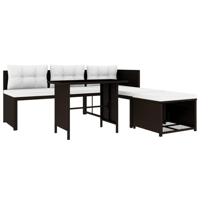 vidaXL - 4-delige - Loungeset - poly - rattan - bruin