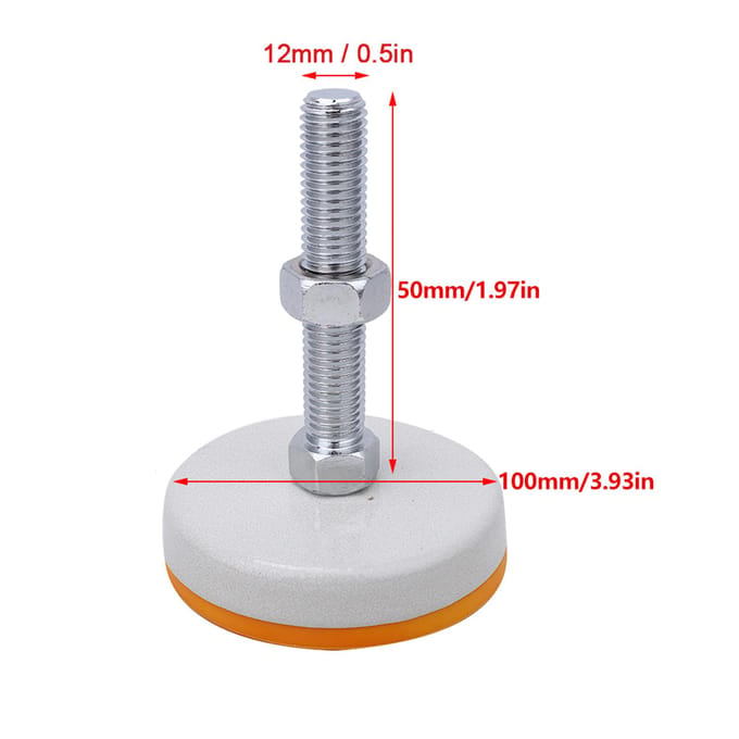 AntiShock Voetbasis Cup Verstelbare Mechanische Meubel Steunpoot M12 Schroef 100mm