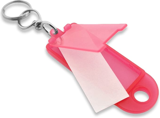 Openklapbare sleutellabels lichtrood 60x22mm - 100 stuks