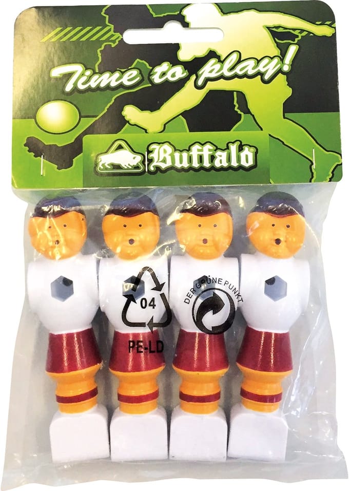 Buffalo tafelvoetbal pop 16 mm rood/wit 4 stuks