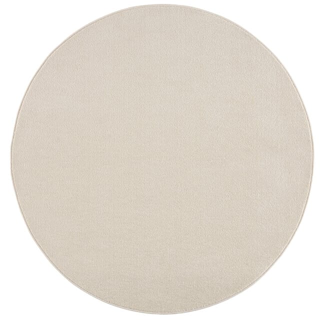 Uni Rond Effen Laagpolig Vloerkleed Modern Creme- 200 CM Ø