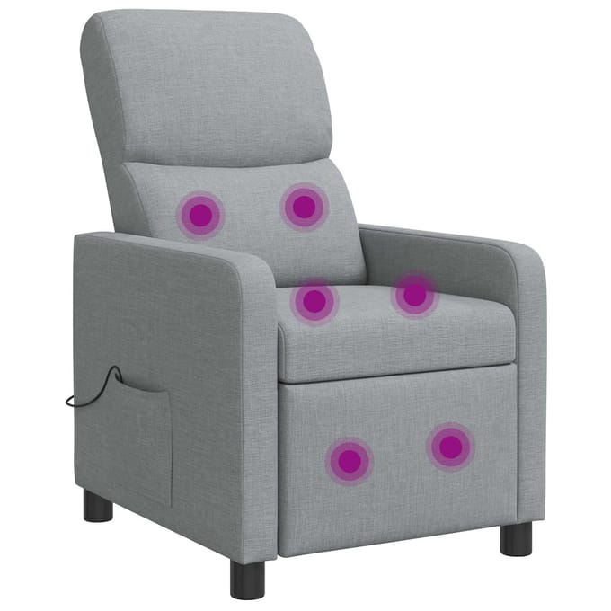 vidaXL - Massage - Relaxstoel - Lichtgrijs - Polyester