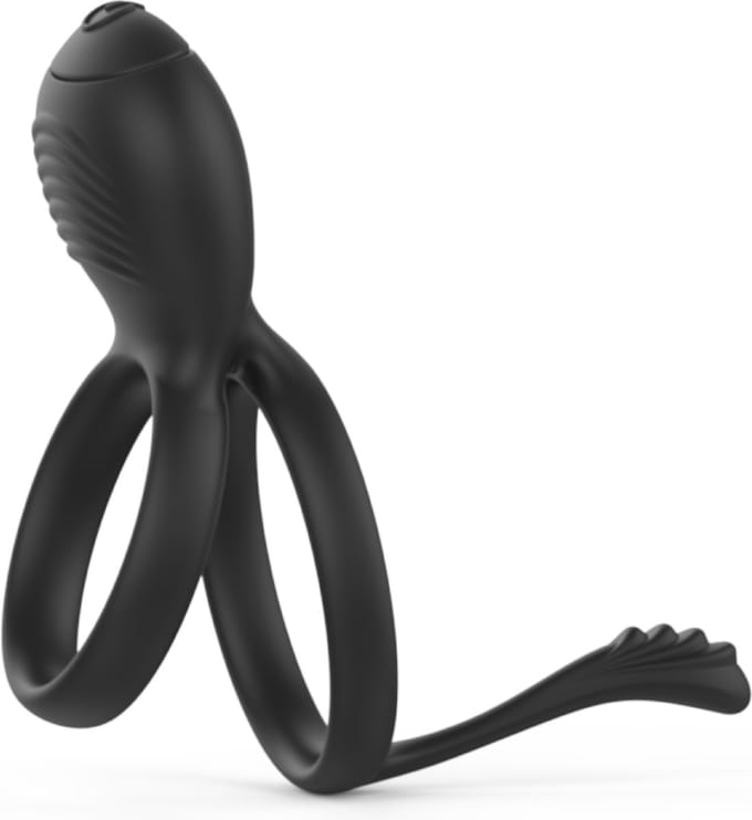 Vibrerende dubbele cockring - Zwart