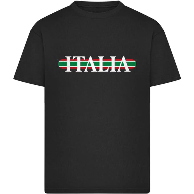Mister Tee - Italia Stripes Oversize Heren Tshirt - M - Zwart