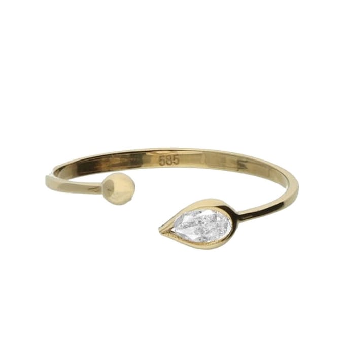 Hetty'S - Chique - 14 karaat - Gouden Slagring - Met peervormige Zirconia -