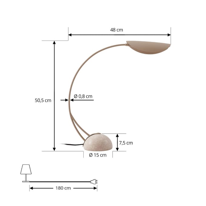 Lucande - bureaulamp - 1licht - IJzer, marmer - H: 50.5 cm - G9 - beige, natuursteen
