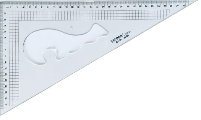 Grote 30cm Acryl Driehoekliniaal met Raster, Transparant, Set van 2 white