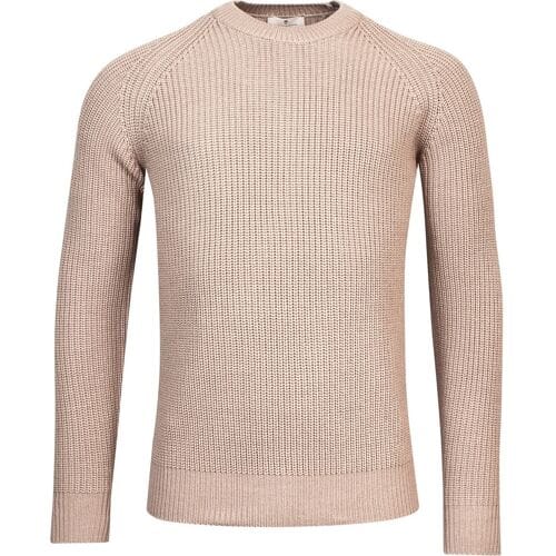 Thomas Maine Trui Crew Neck Half Cardigan Stitch Licht Beige / male