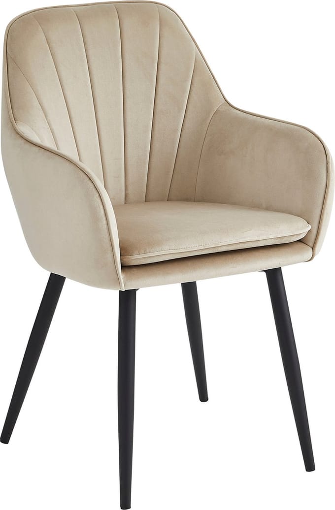 Colenis® - Melissa Eetkamerstoel - Set Van 4 - Beige - Fluweel - Velvet - Industrieel - Met armleuning