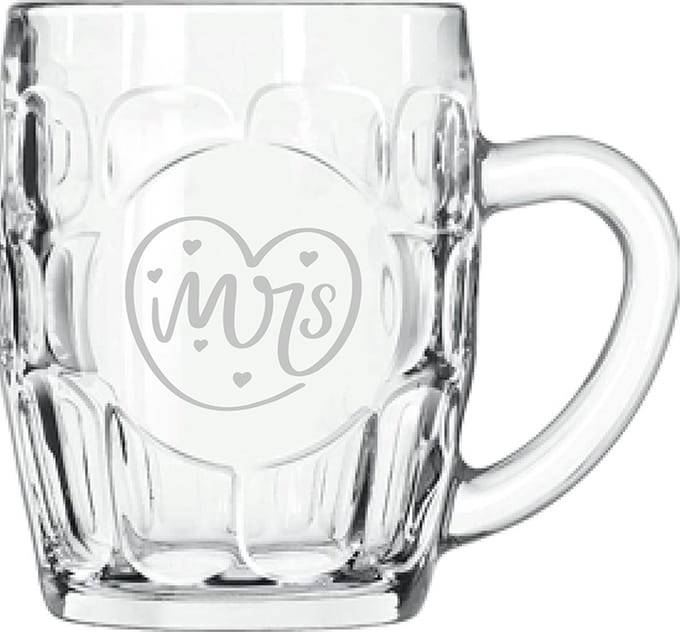 Gegraveerde bierpul 55cl Mrs. In hartje