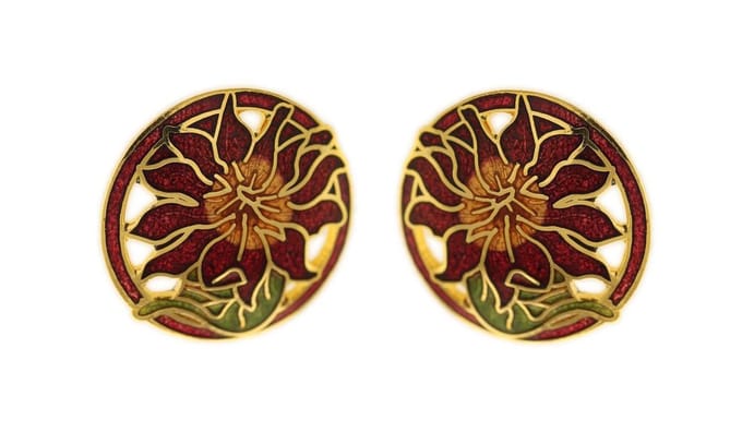 Behave - Oorringen dames - bloemmotief - rood - 2 cm - klassiek rond