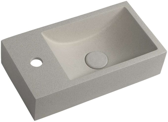 Sapho Small - Crest fontein, 40x22 cm, 1 kraangat links, nanolagen, witte zandsteen AR410