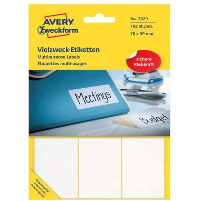 Huismerk Avery 3329 Handmatige Etiket 76x39mm Wit