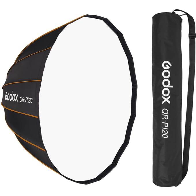 Godox Professionele parabolische softbox 120 cm diffuser Bowens Mount met draagtas voor studio Bowens Mount black