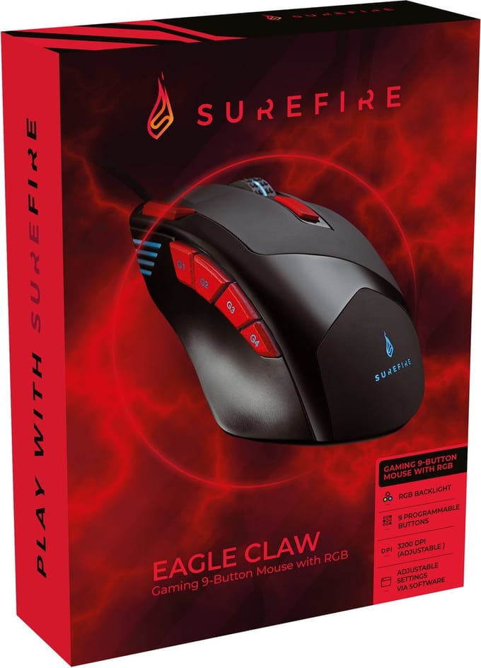 SureFire Eagle Claw - Gaming Muis - RGB - Przewodowa - 9 Knoppen