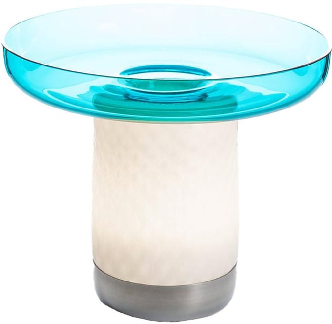 Artemide Bontá Draagbare Lamp Turkoois Met Glazen Schotel