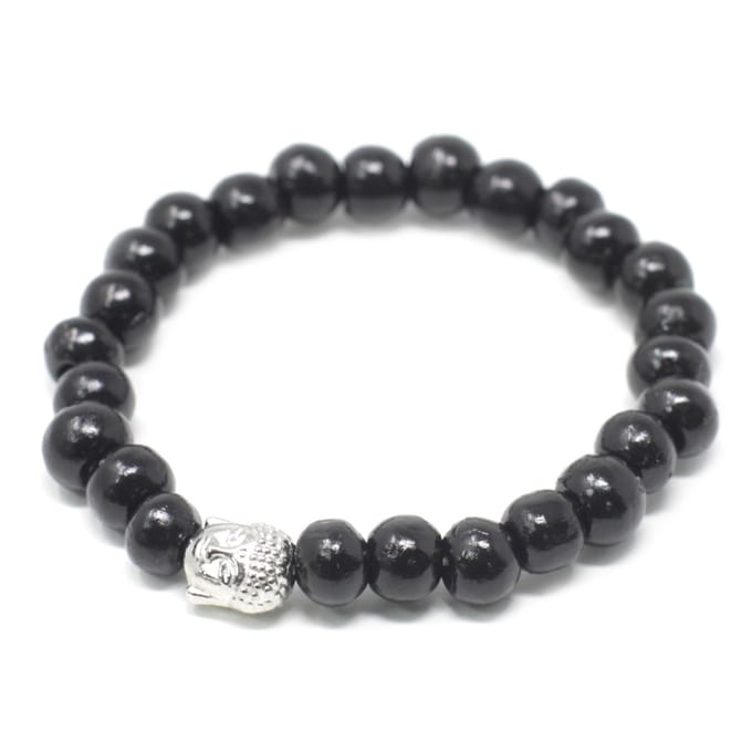 Darkwood Beads & Buddha Armband - Unisex - Zwarte Kralen